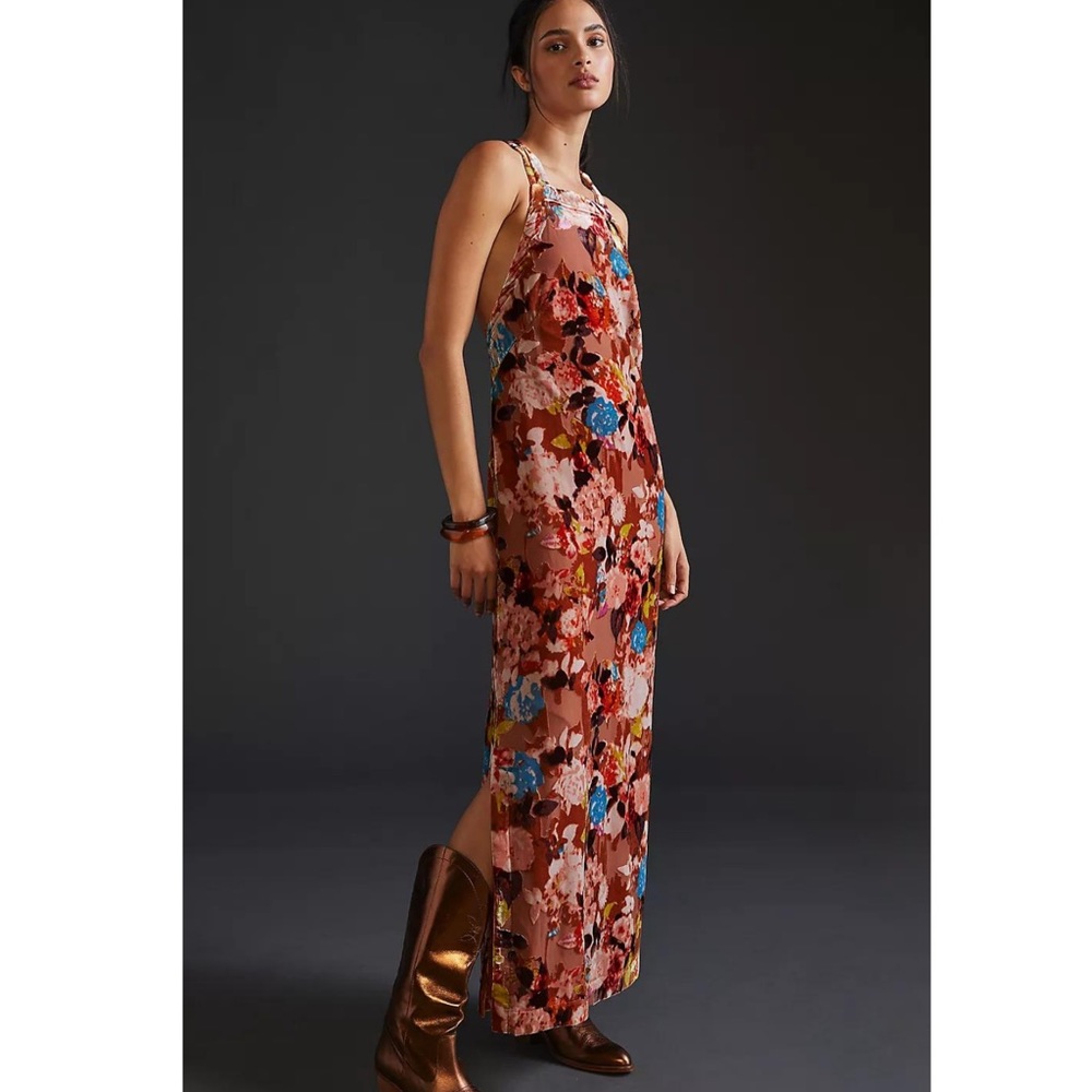 Anthropologie NWT Size M Halter Velvet Maxi Dress